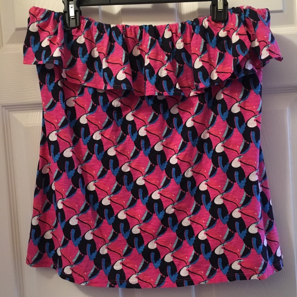 Crown & Ivy Strapless Toucan Print Top